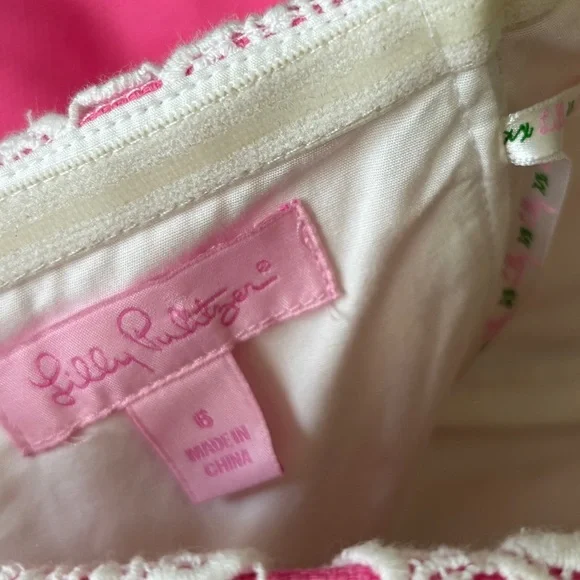 Lilly Pulitzer cotton strapless shift dress with lace detail womens 6 - Picture 6 of 7